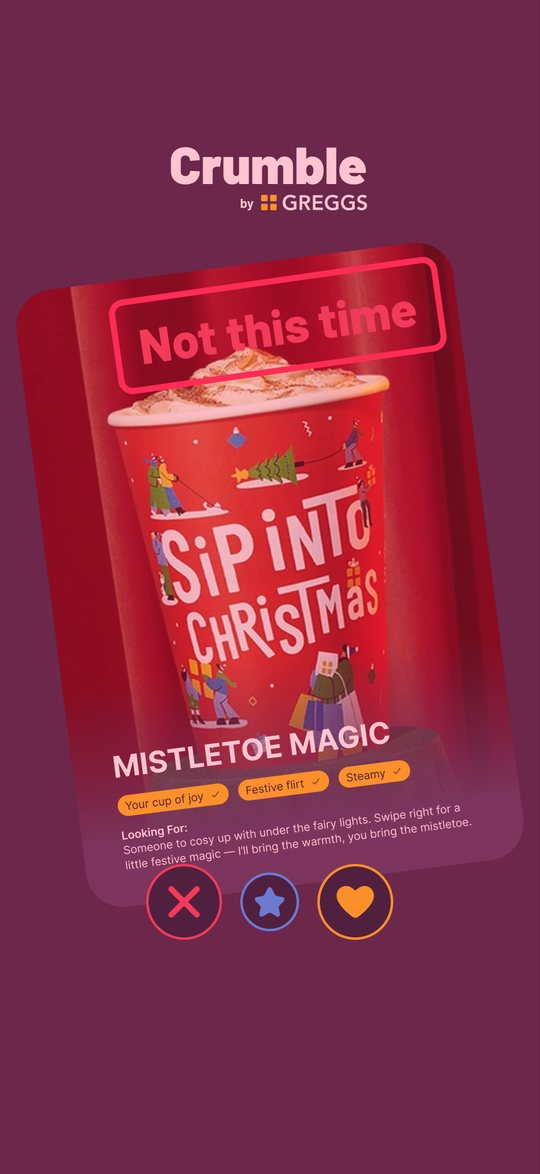 Animatic frame: “Not this time” swipe on Mistletoe Magic