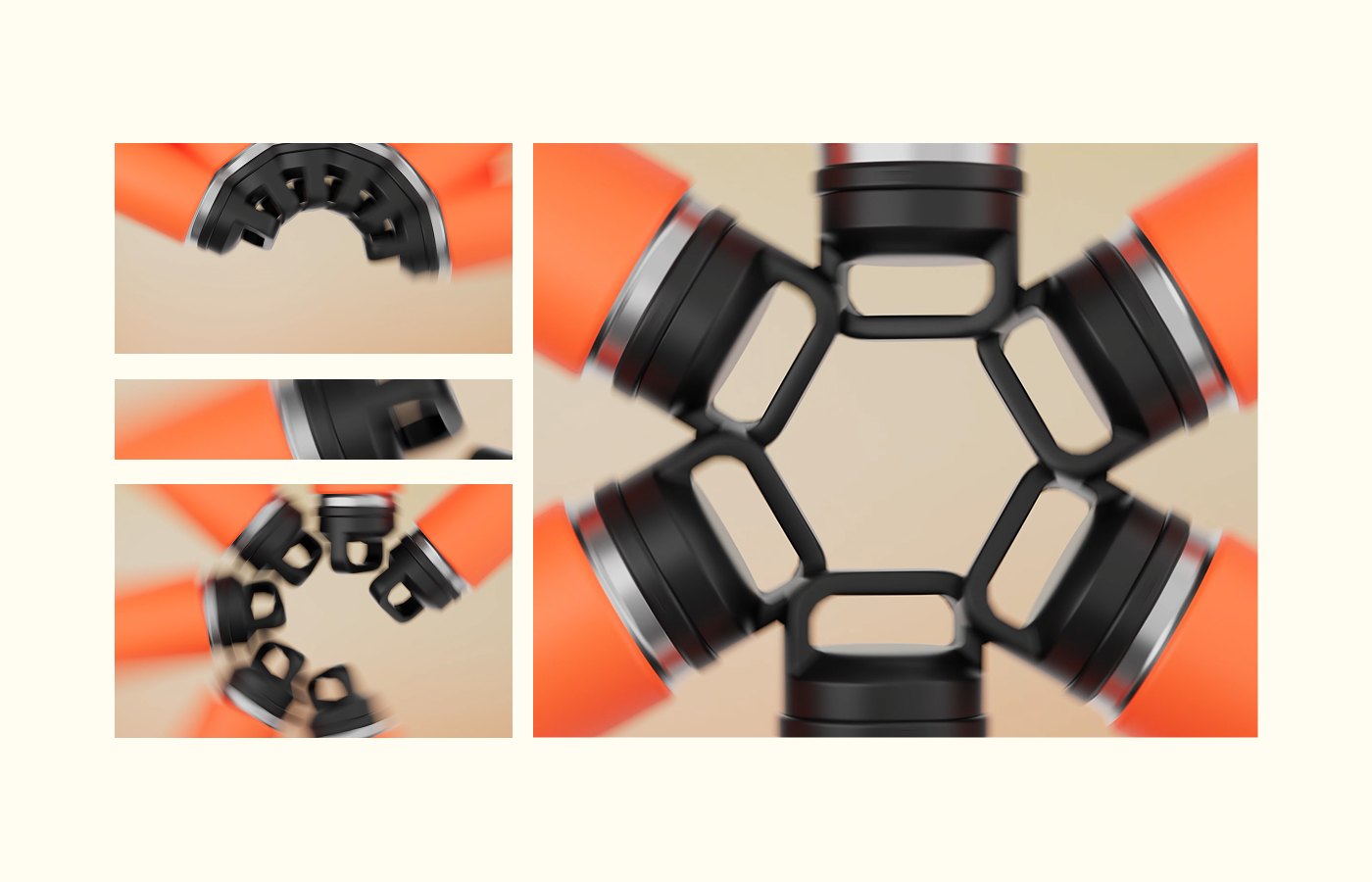 Motion-blurred ring of orange YETI bottles with chug caps